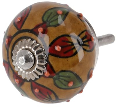 Keramik Möbelknopf, Möbelgriff, Schranktürknöpfe, 3,5 cm, Modell 43 | Handbemalt, Gewinde M5, 4 cm lang, ideal für Schubladen und Schränke, dekorativ und funktional