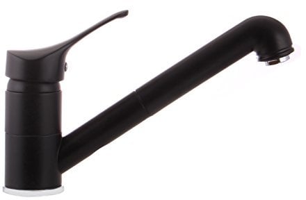 Grünblatt Küche Armatur herausziehbar 1-Strahl Geschirrbrause Küchenarmatur Einhebelmischer Wasserhahn mit Brause Handbrause küchenarmaturen armaturen (Schwarz-Hochdruck)