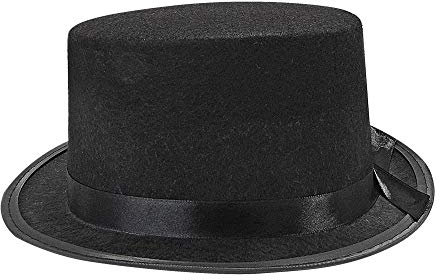 W WIDMANN MILANO Party Fashion 1676R - Filzzylinder, schwarz, Hut, Kopfbedeckung, Fasching, Karneval, Mottoparty