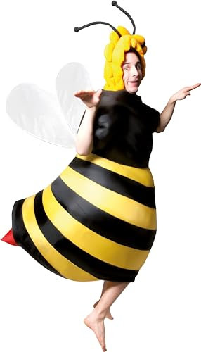 P'tit Clown - 90419 - Costume Gonflable Abeille - Déguisement Adulte - Unisexe - Pour Carnaval, Halloween et autres fêtes costumées - Facile à Enfiler - Gonflage Rapide - Polyester - Taille Unique