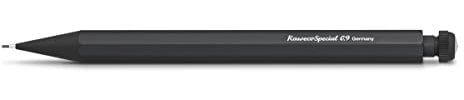 Kaweco SPECIAL Druckbleistift Schwarz 0.9 mm I Mechanischer Bleistift aus hochwertigem Aluminium zum Zeichnen I Luxuriöser Druck-Bleistift nachfüllbar mit Radiergummi I Druckminenbleistift 14 cm