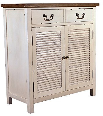 Landhausmöbel - Kommode Bretagne - Landhaus Schrank - Holz Vintage Look Creme weiß