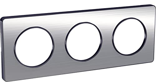 Schneider Electric - Odace Touch, Platte aus gebürstetem Aluminium mit Rand, 3 Post. Horiz./Grün, 71 mm – S540806J