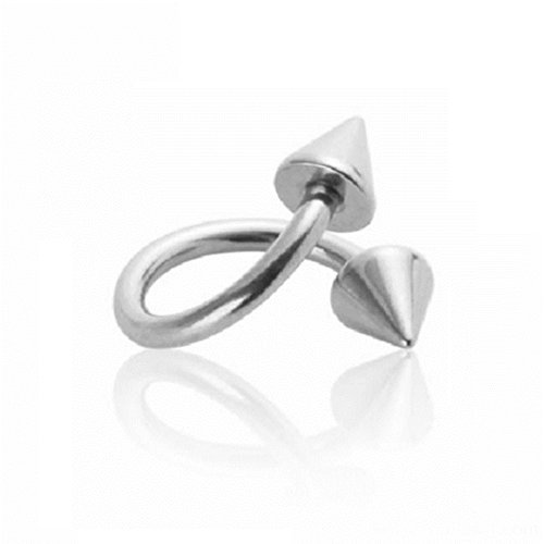 eeddoo Piercing-Spirale mit Spitzen Silber Titan Stärke: 1,6 mm Durchmesser: 12 mm 5 mm