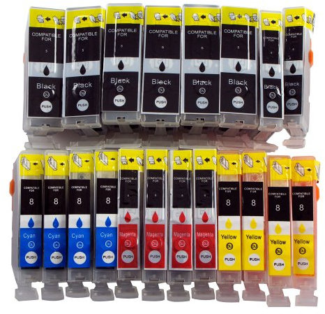 20 Tintenpatronen Druckerpatronen Tinte für Canon Pixma IP4200 IP4300 IX4000 IP5300 ersetzen PGI5 und CLI-8