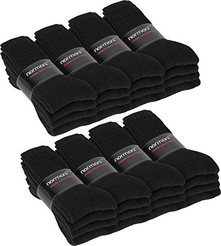 normani 32 Paar Sport- und Arbeitssocken – Atmungsaktiv & Strapazierfähig – Aus Baumwoll-Mix – Für Herren & Damen, Ideal für Beruf, Freizeit & Outdoor Farbe Schwarz Größe 43/46