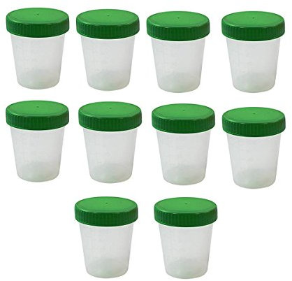 10 Stück Urinbecher 125 ml + Schraubdeckel Farbe Grün Urinprobenbecher Urin Becher Kunststoffbecher