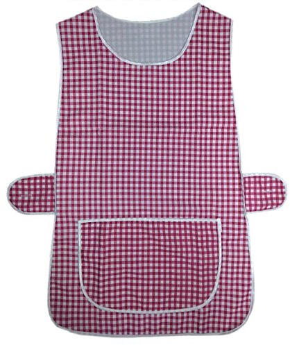 MyShoeStore Tabard Apron for Women, Kitchen Cleaning Work Overall with Pocket, Poly Cotton Material (Pink Check, 3XL/XXXOS)