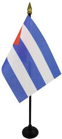 AZ FLAG - Tischflagge Kuba - 15x10 cm Goldene Splitze - Kubanische Tischfahne 10 x 15 Cm - Flaggen