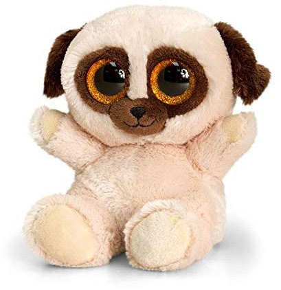 Animotsu Plüschtier Mops, flauschiger Wegbegleiter mit großen Glitzeraugen, ca. 15 cm