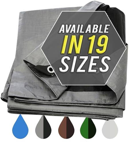 Trademark Supplies Silver/Black Heavy Duty Tarp Tarpaulin Canopy Tent, Boat. Rv Or Pool Cover (2.4 x 3 M)