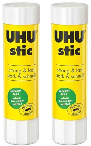 UHU Lot de 2 bâtons de colle, sans solvants, 8,2 g, avec capuchon