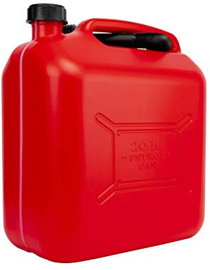 Motorkit Bidón/Garrafa de Plástico para Gasolina/Diesel, Con franja de medición de fácil lectura, Incluye embudo, 20 L homologado