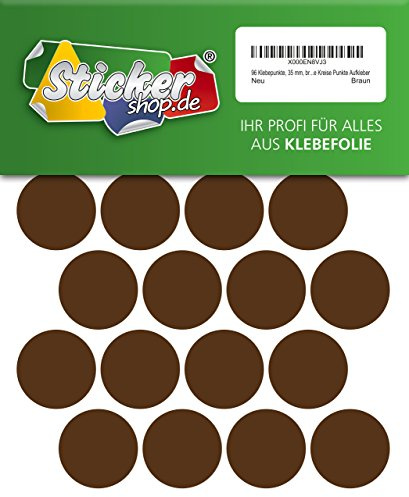 96 Klebepunkte, 35 mm, braun, aus PVC Folie, wetterfest, Markierungspunkte Kreise Punkte Aufkleber