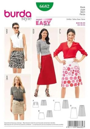 Burda B6682 Skirt Sewing Pattern, White Paper Template (19 x 13 x 1cm) [English Language Not ]