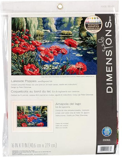 DIMENSIONS 20066 Needlepoint Lakeside Poppies Kit, 100% Cotton, Multi-Colour, 40 x 27 x 0.1 cm
