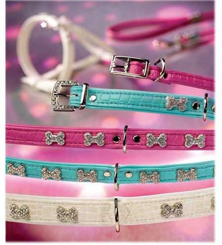 Halsband Croque Bone 45 Artleder Kroko türkis/ türkis