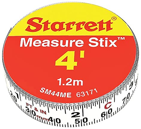 Starrett Tape Measure Stix with Adhesive Backing - Mount to Work Bench, Saw and Drafting Table - 1/2 x 4', English Metric, Left-Right Reading - SM44ME