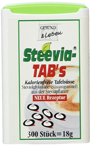 Gesund & Leben Steevia Tabs Kalorienfreie Tafelsüsse (1 x 18 g) | 300 Stück, Mit Erythrit und Steviolglykosiden, GESUND & Leben Qualität