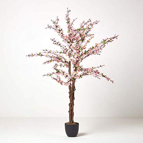 HOMESCAPES Kunstbaum mit rosa Blüten 153 cm