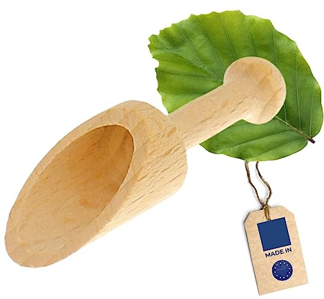 Dosier-Löffel aus Buchen-Holz, 5 cm, Schaufel für Gewürze, Kaffee, Getreide & Pulver, sicheres Dosieren, Abwiegen & Befüllen, Mess-Löffel aus Buchenholz