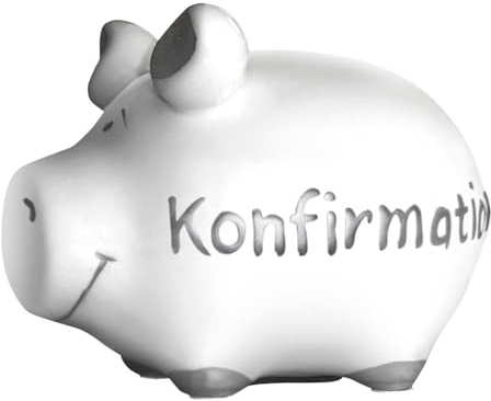 KCG Spardose Schwein Konfirmation weiß klein