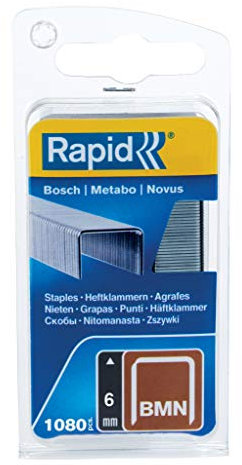 Rapid Tackerklammern Typ BMN, 6mm Klammern, 1.080 Stk., Feindrahtklammern für Bosch, Metabo und Novus Hand- und Elektrotacker