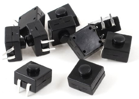 sourcingmap 12x12x9mm PCB Latching Tactile Tact Push Button Switch (Pack of 10) with Full Black Body