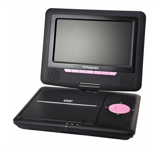 7 Portable & In Car DVD Player Rechargeable Swivel Screen USB Media Player PINK CASE