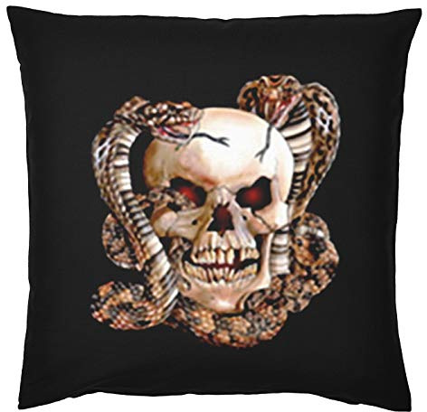 unbekannt Totenkopf Kissen USA Kissen mit Füllung Schlangen Skull Punk Rock Polster Geschenk Geschenkidee zum Geburtstag Gothic Style