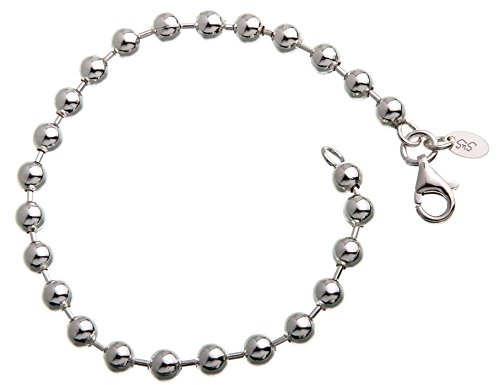 5mm Kugelkette Armband 925 Silber, Länge 17cm