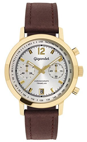 Gigandet Reloj Caballero Cronógrafo Cuarzo Analógico Cuero marrón Oscuro Tramelan G10-005