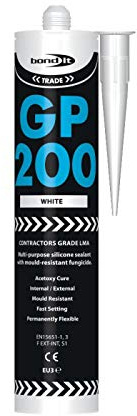 25 x Bond It White GP200 Contractors Grade LMA Silicone Sealant High Modulus Kitchen Bathroom