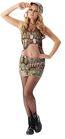 Rubies Official Unisex Real Appeal Army Annie Adult's Costume Stag Hen Night Saucy Fun Sexy - X-Small Halloween, World Book Day