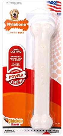 Nylabone Dura Chew Extreme Tough Dog Chew Toy Bone, Chicken Flavour, L, for Dogs Up to 23 kg