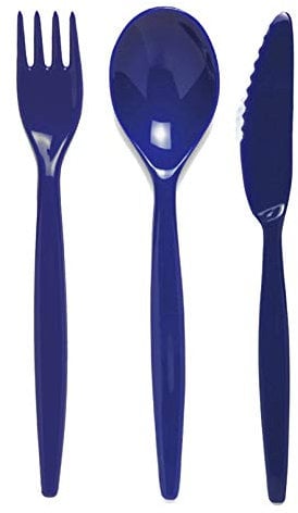 Harfield Royal Blue Cutlery Set - Knife, Fork & Spoon - Reusable Virtually Unbreakable Polycarbonate Plastic