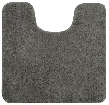 Allure Luxury Deep Pile Microfibre Pedestal Toilet Mat, Non-Slip, 50 x 50cm, Quick Dry & Easy Care (Charcoal Grey)