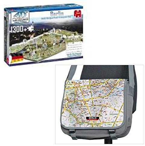 Berlin 4D Puzzle 1300 Teile Jumbo + Schultertasche mit Stadtplan Way OK