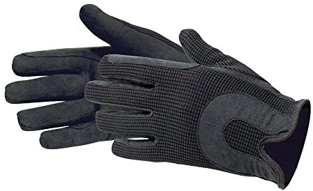 Pfiff 011467 Reithandschuh Kunstleder Stoffrücken, Damen Herren, schwarz S