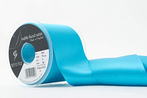 Berisfords Double Faced Satin Ribbon, Peacock, 70 mm Width, 20 metre Length