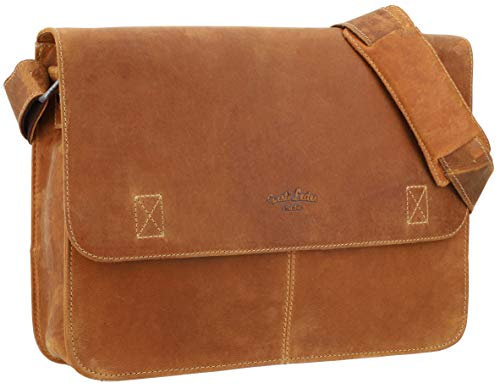 Gusti Umhängetasche Leder - Pharell Ledertasche Unitasche Businesstasche Aktentasche Laptoptasche Messanger Bag Braun Leder