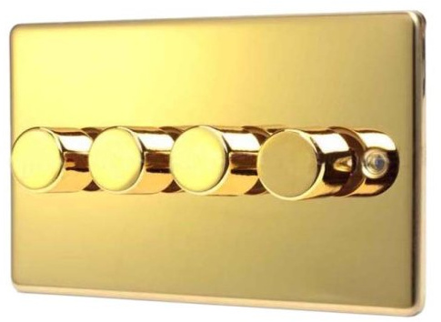 POLISHED BRASS 4 GANG 2 WAY 500 WATT DIMMER SWITCH C358PBW