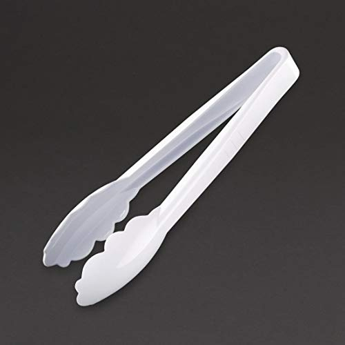 Vogue Tongs White - 230mm 9 | Commercial-grade build resists heat and staining, providing a secure, comfortable grip for busy food service environments.