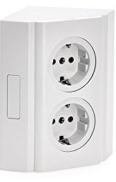 Ecksteckdose 2fach Steckdosenelement Alu-metallic