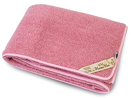 Merino Couverture douillette en laine de mouton Rose 160 x 200 cm 100 % laine de mouton mérinos Double couverture Rose 160 x 200 cm