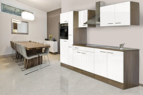 Küche Küchenzeile Küchenblock Einbauküche Eiche York Weiß Oliver 300 cm Respekta