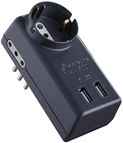 Electraline 70024 Adattatore Multipresa, Nero, 6 Posti