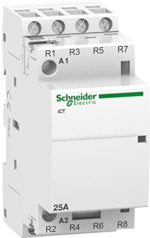 Schneider Electric A9C20137 iCT Contactor, Acti9, 25 A, 4NF, 24VCA, 50 Hz, White
