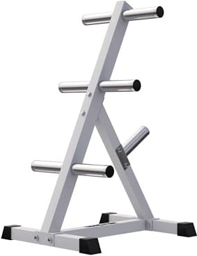 GORILLA SPORTS® Weight Plate Stand - 7 Bars with 50 mm Disc Holder, Maximum Load 350 kg, Black/White - Weight Stand, Dumbbell Rack, Dumbbell Stand, Plate Stand, Weight Tree