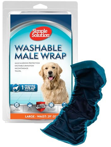 Simple Solution waschbare Hundewindeln für Rüden | Saugfähige Wickel für Rüden mit auslaufsicherer Passform | Erregtes Urinieren, Inkontinenz, oder Markierung des Rüden | 1x große Windel